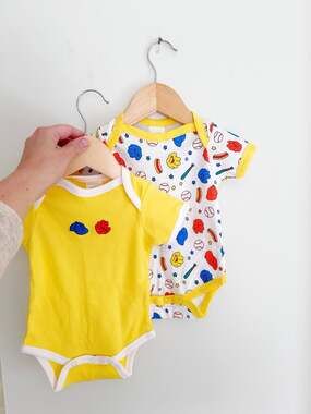 Bambini 6-9 Months Baby Baseball Theme 2-Piece Bodysuit Set